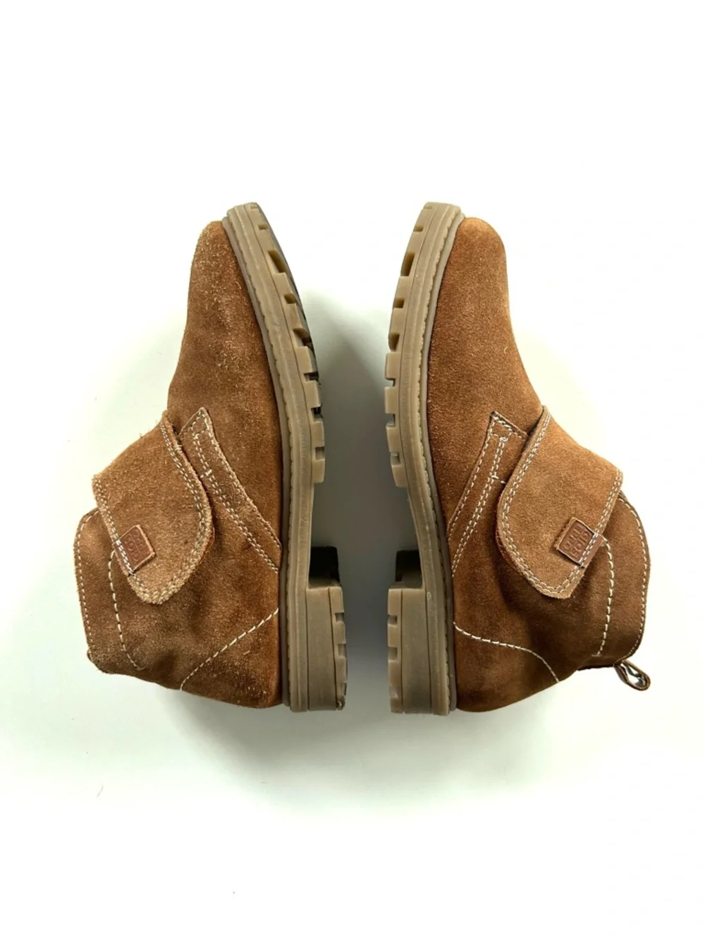 Gioseppo Tan Brown Genuine Leather Suede Wide Velcro Foot Strap Chukka Boots